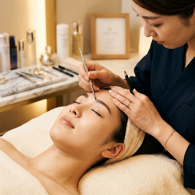 アイブロウ施術風景